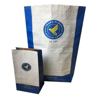 Customized logo design multiwall kraft paper bag for waterproof moisture proof flour packing