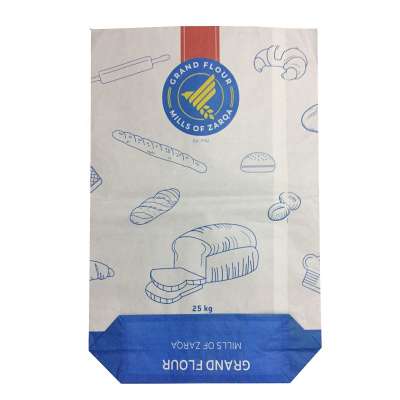 1kg 2kg 10kg 15kg 25kg 50kg food grade multiwall paper flour milk powder packaging bags with custom printing